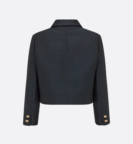 Cropped Jacket • Navy Blue Wool and Silk
