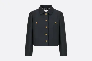 Cropped Jacket • Navy Blue Wool and Silk