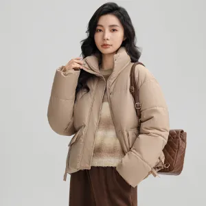 Cropped Women's Padded Puffer Jacket with Stain-resistant Fabric