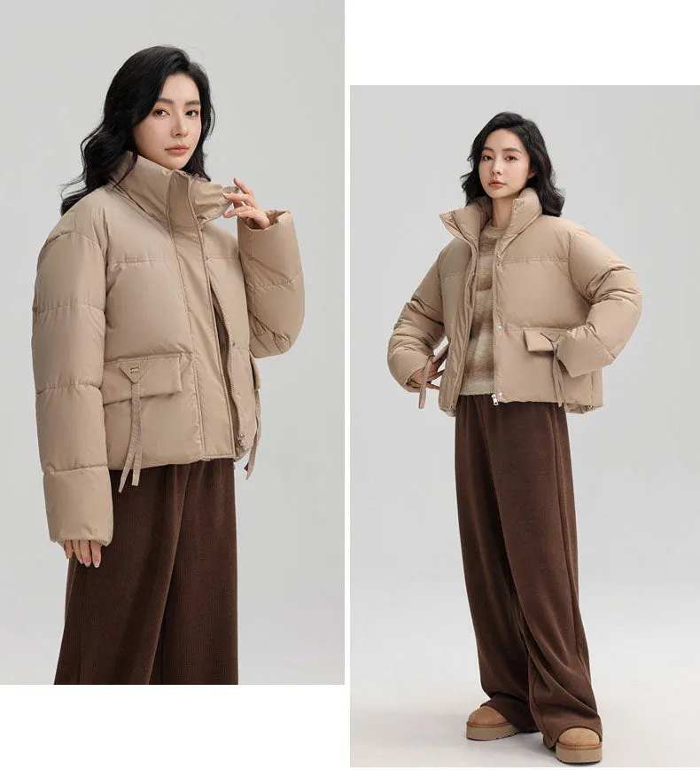Cropped Women's Padded Puffer Jacket with Stain-resistant Fabric