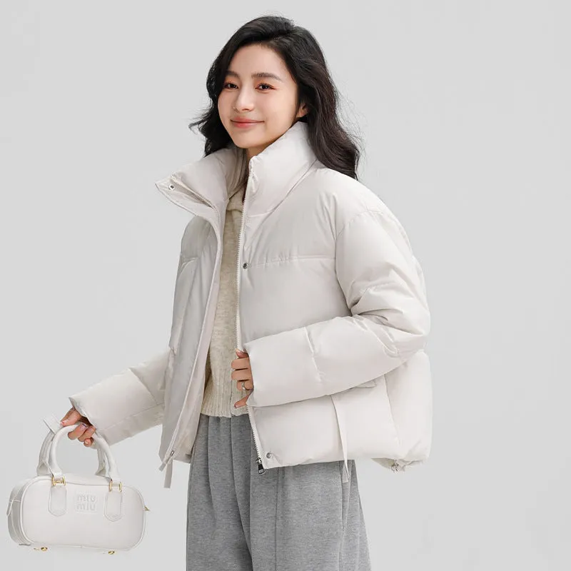 Cropped Women's Padded Puffer Jacket with Stain-resistant Fabric