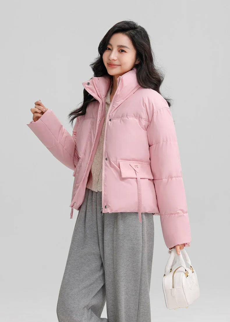 Cropped Women's Padded Puffer Jacket with Stain-resistant Fabric