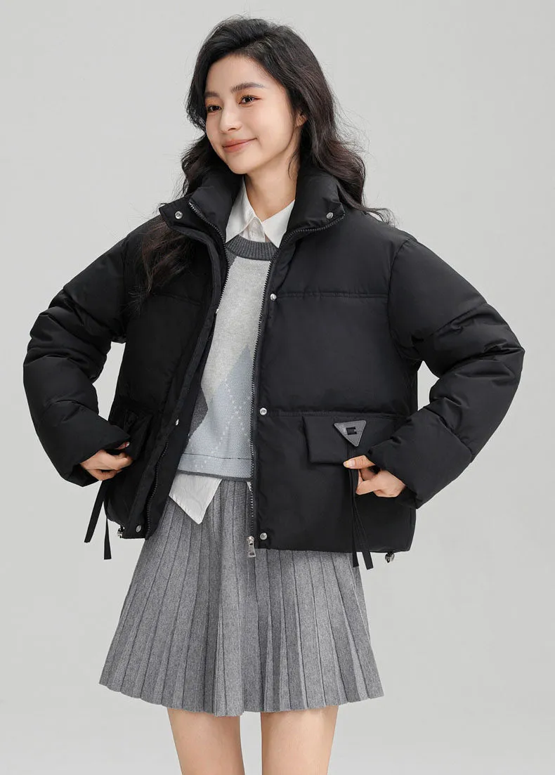 Cropped Women's Padded Puffer Jacket with Stain-resistant Fabric
