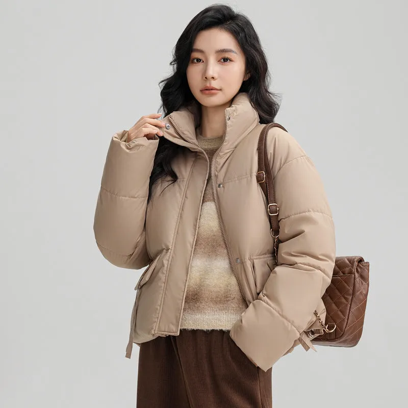 Cropped Women's Padded Puffer Jacket with Stain-resistant Fabric