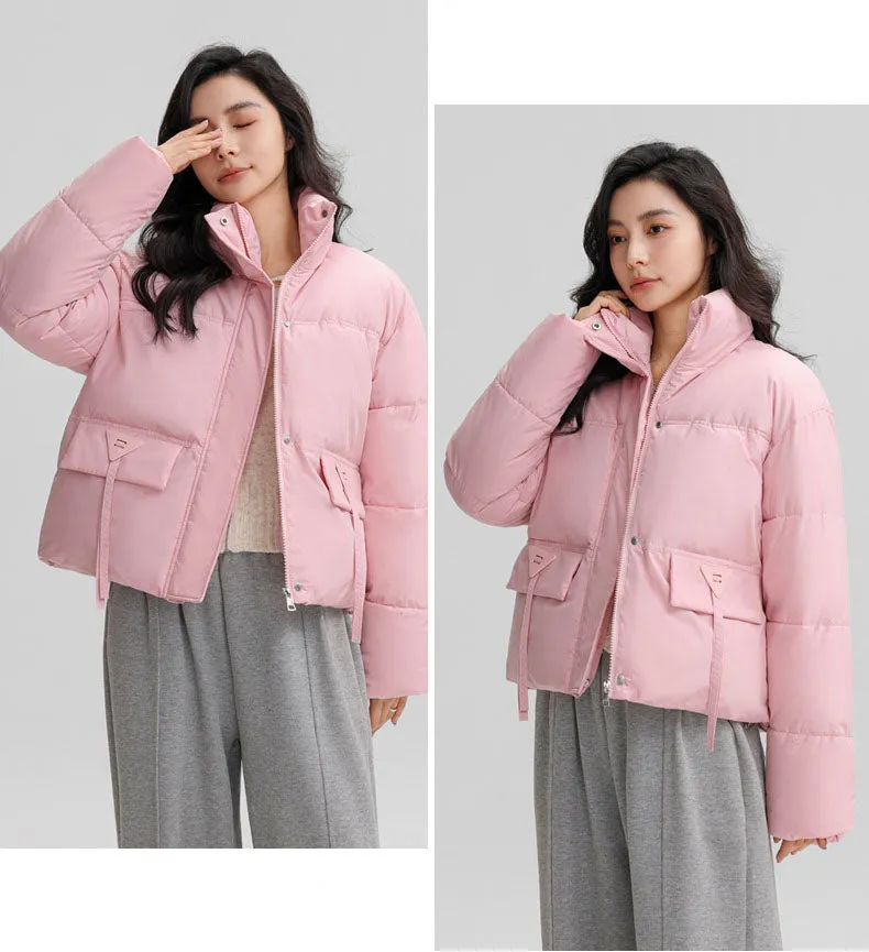 Cropped Women's Padded Puffer Jacket with Stain-resistant Fabric
