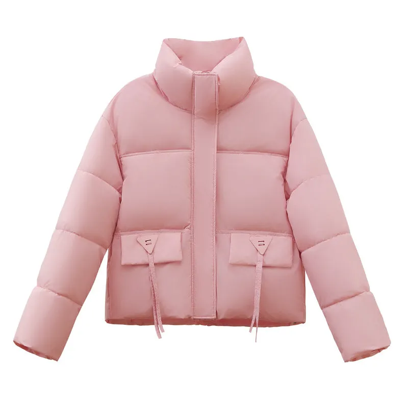 Cropped Women's Padded Puffer Jacket with Stain-resistant Fabric