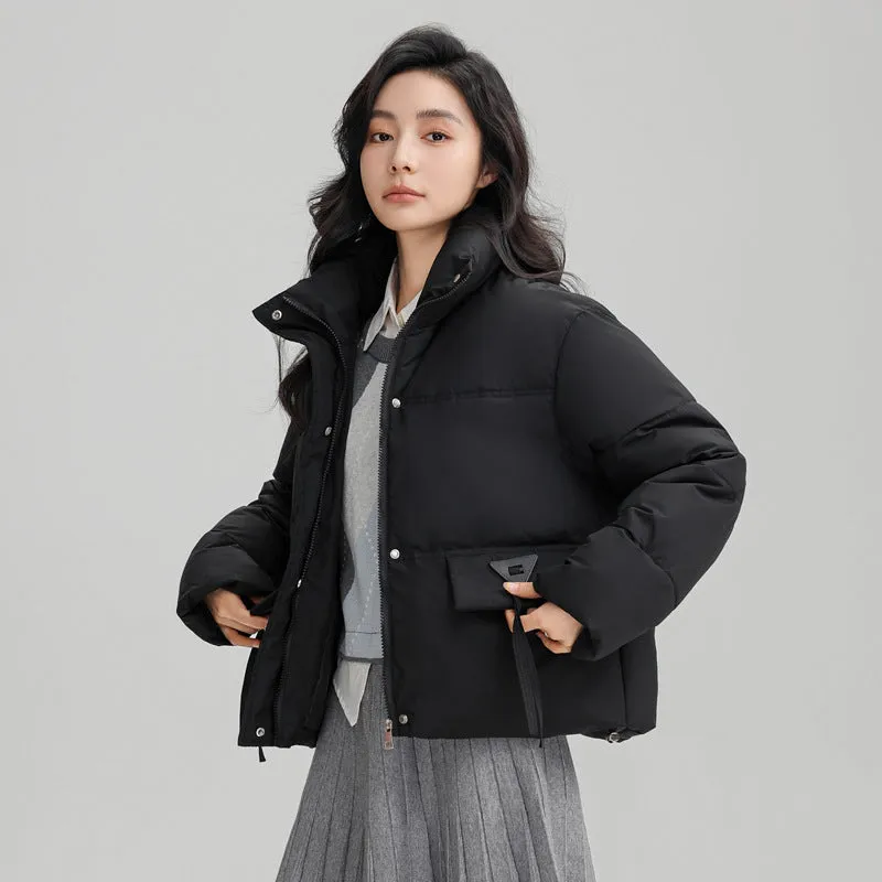 Cropped Women's Padded Puffer Jacket with Stain-resistant Fabric