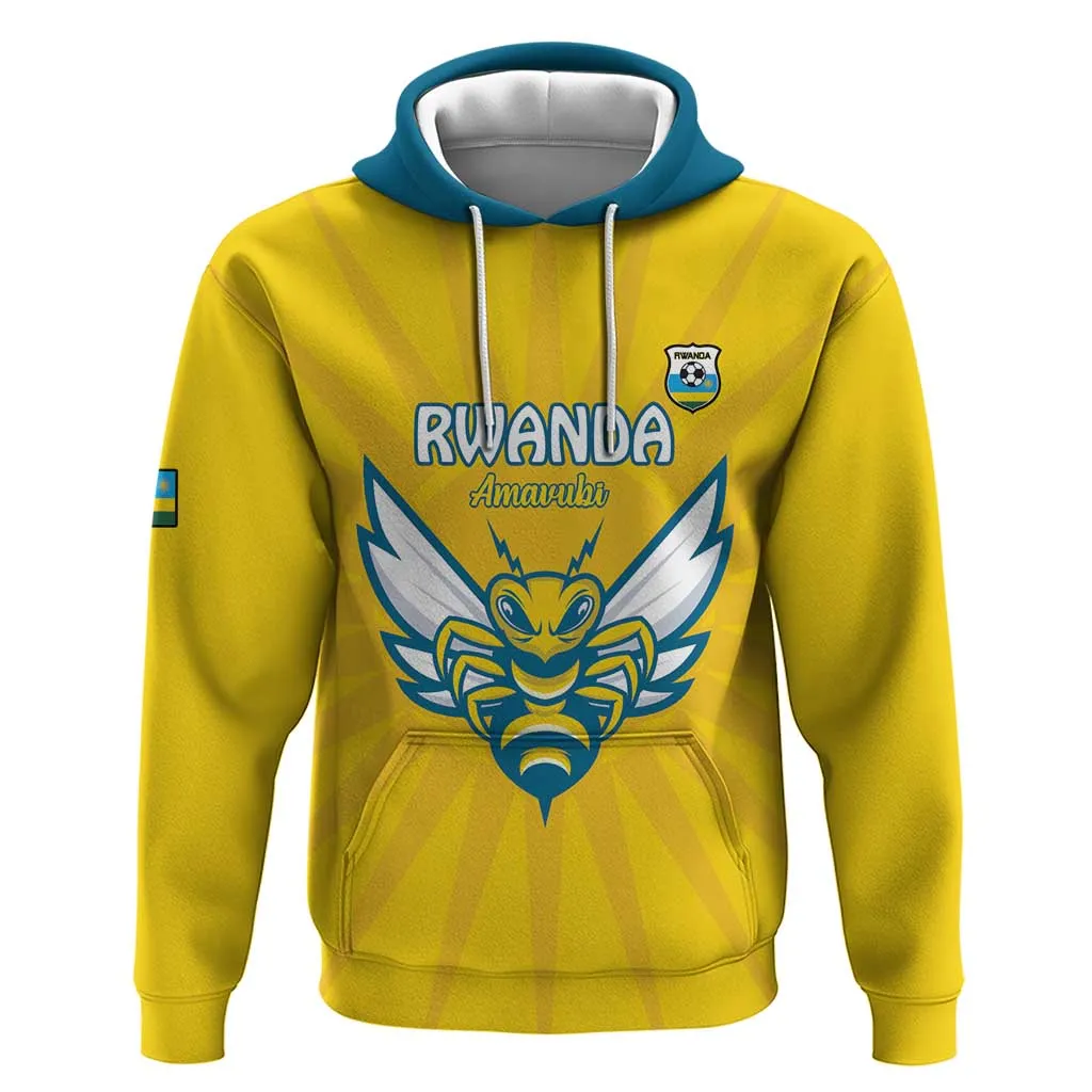 Custom Afro Rwanda Football Zip Hoodie Go Wasps LT15
