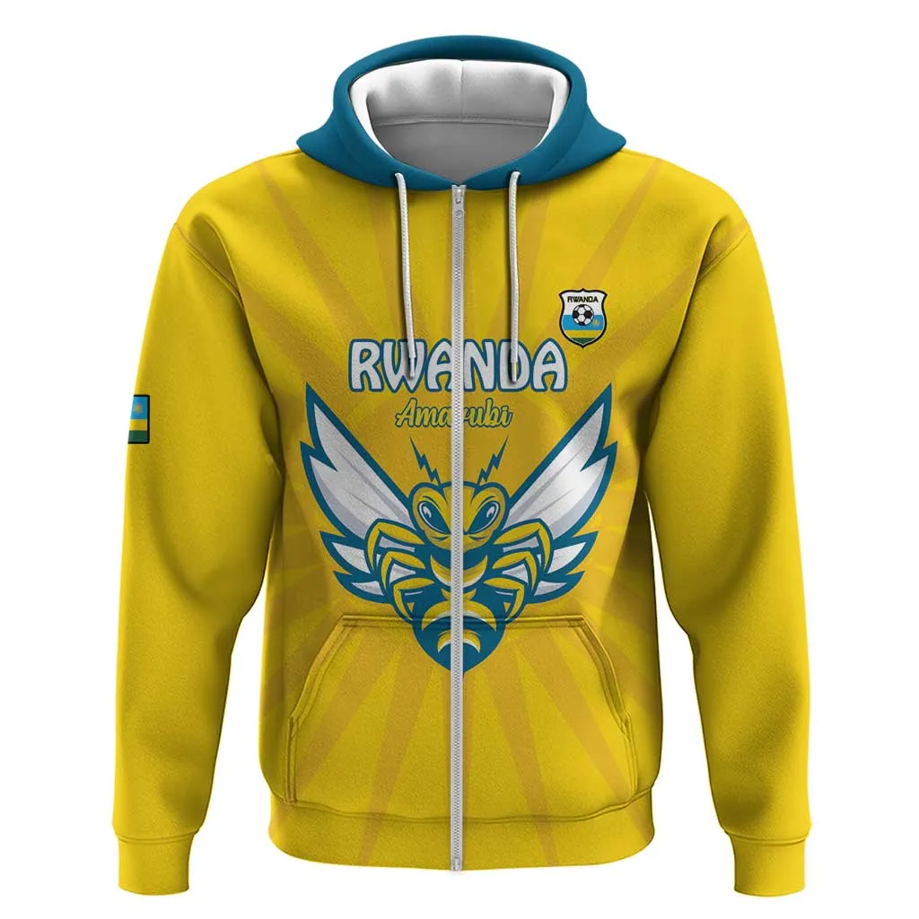 Custom Afro Rwanda Football Zip Hoodie Go Wasps LT15