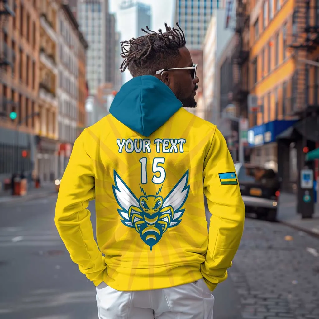 Custom Afro Rwanda Football Zip Hoodie Go Wasps LT15
