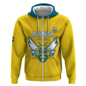 Custom Afro Rwanda Football Zip Hoodie Go Wasps LT15