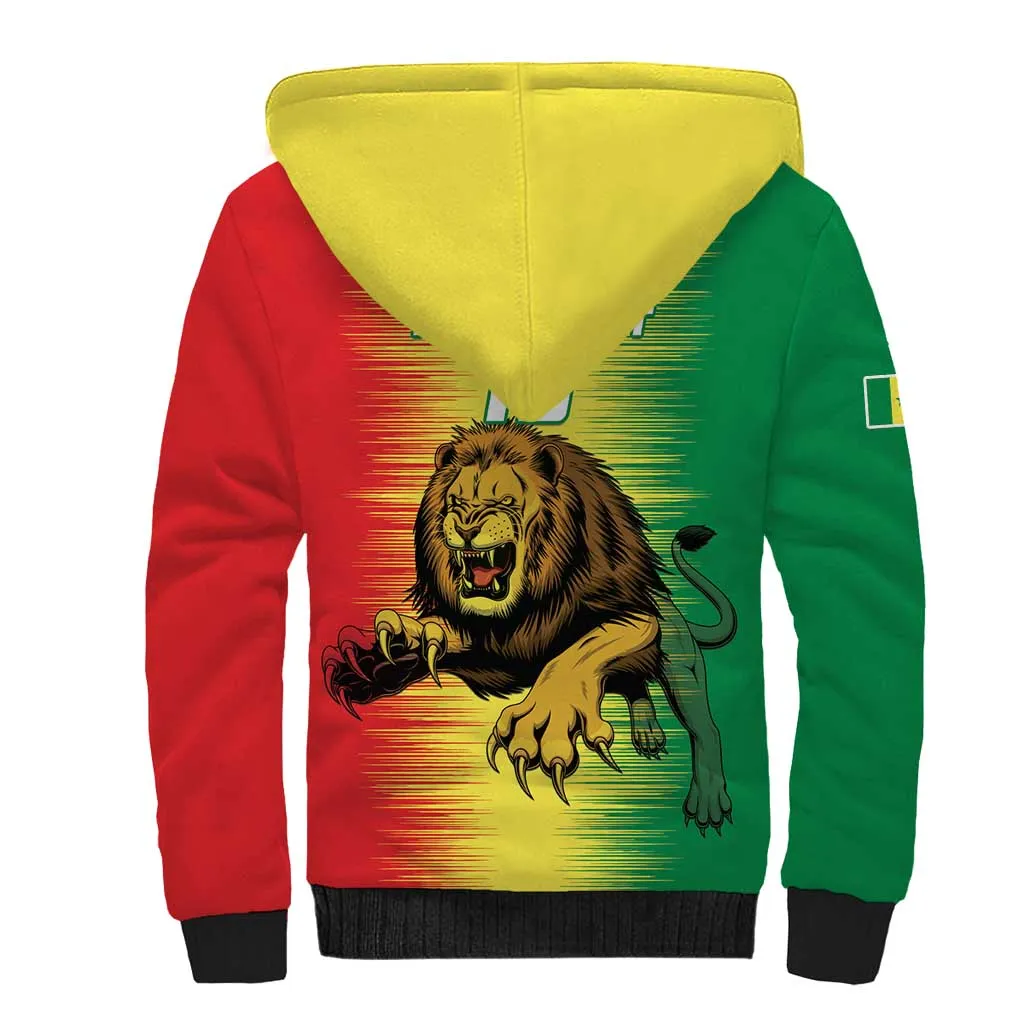 Custom Afro Senegal Football Sherpa Hoodie Lions of Teranga - Flag Style LT15