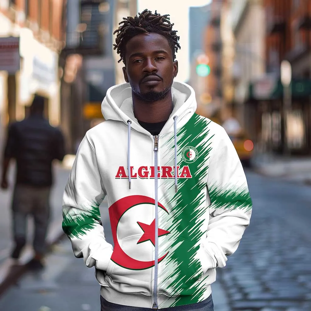 Custom Algeria Football Zip Hoodie Go The Greens LT14