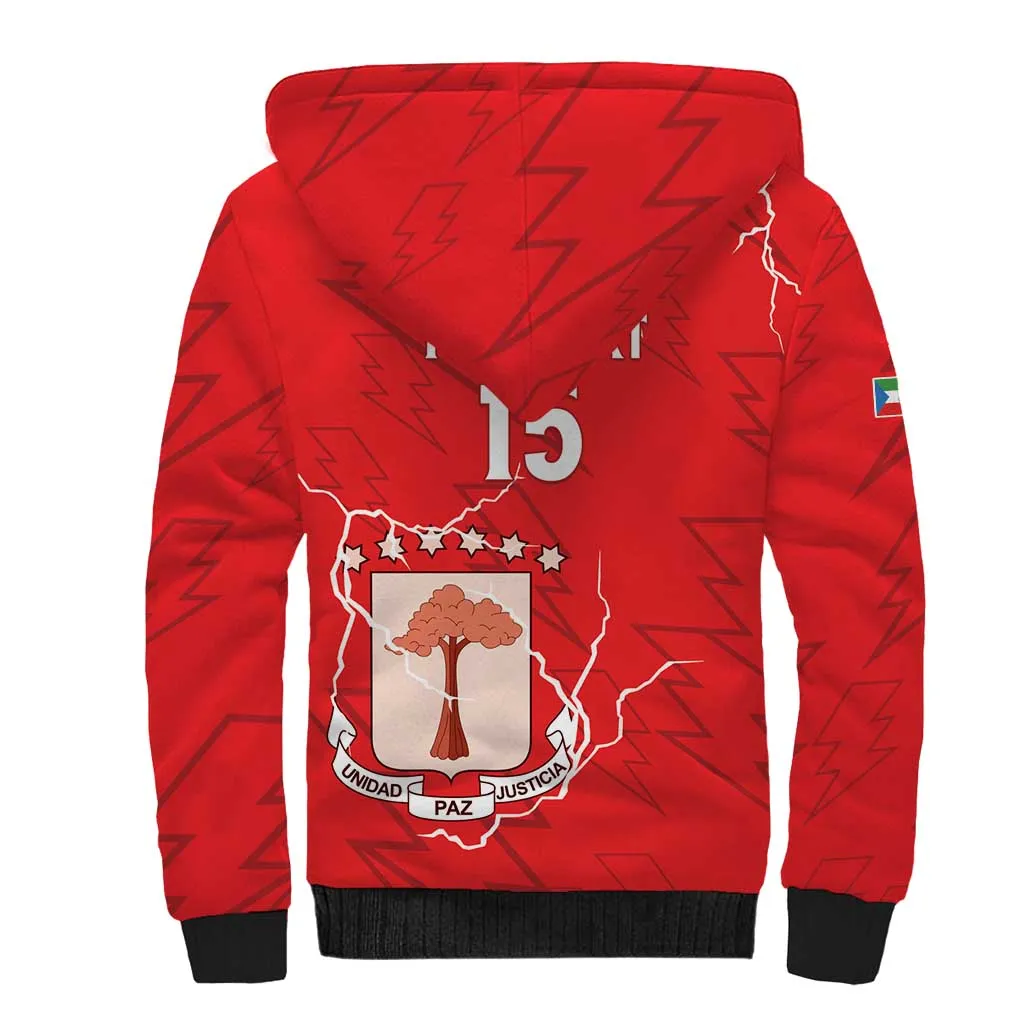 Custom Equatorial Guinea Football Sherpa Hoodie Go Champions - Red Version LT15
