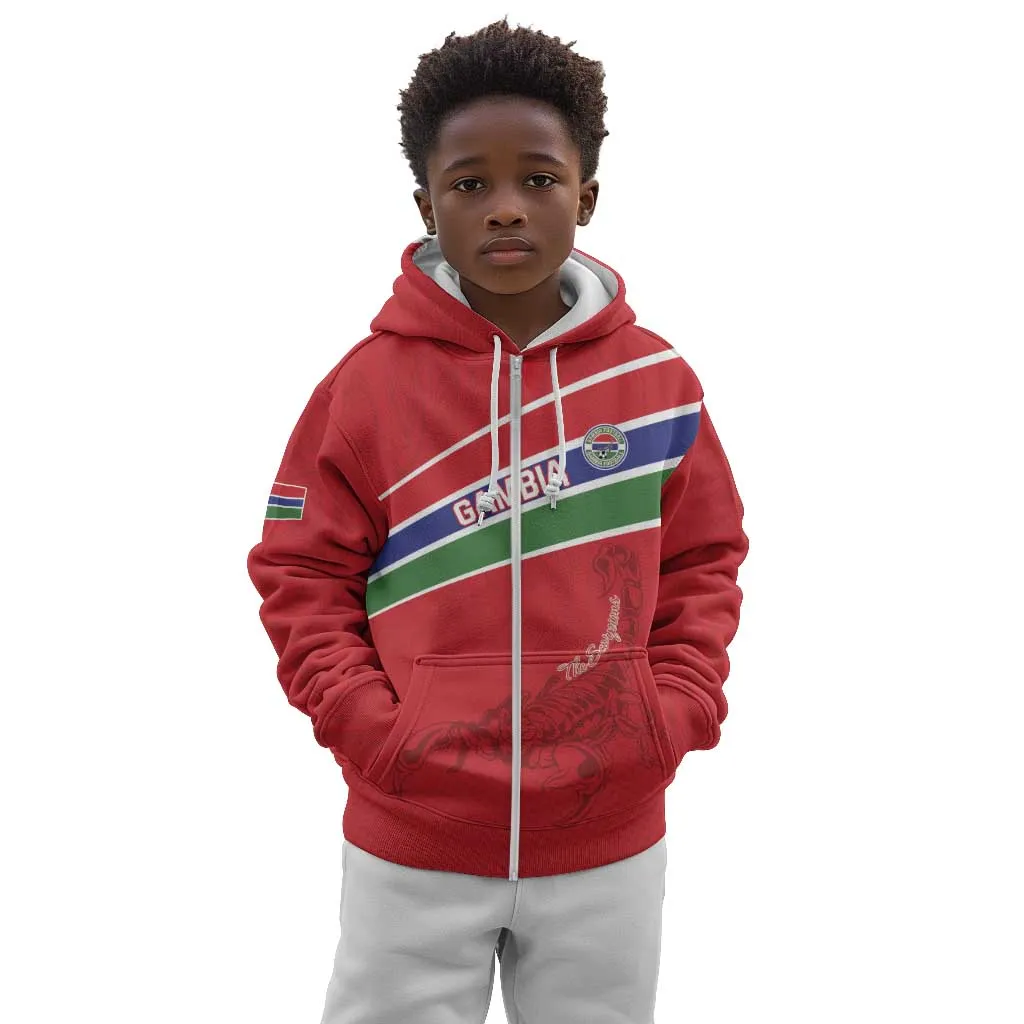 Custom Gambia Football Kid Hoodie Scorpions Never Die LT15