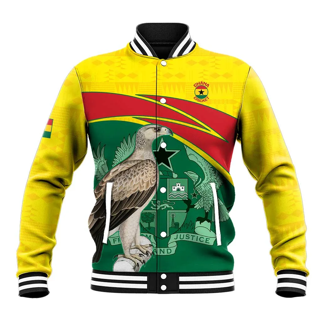 Custom Ghana Black Batters Baseball Jacket Ghanaian Tawny Eagle - Cricket Style LT14