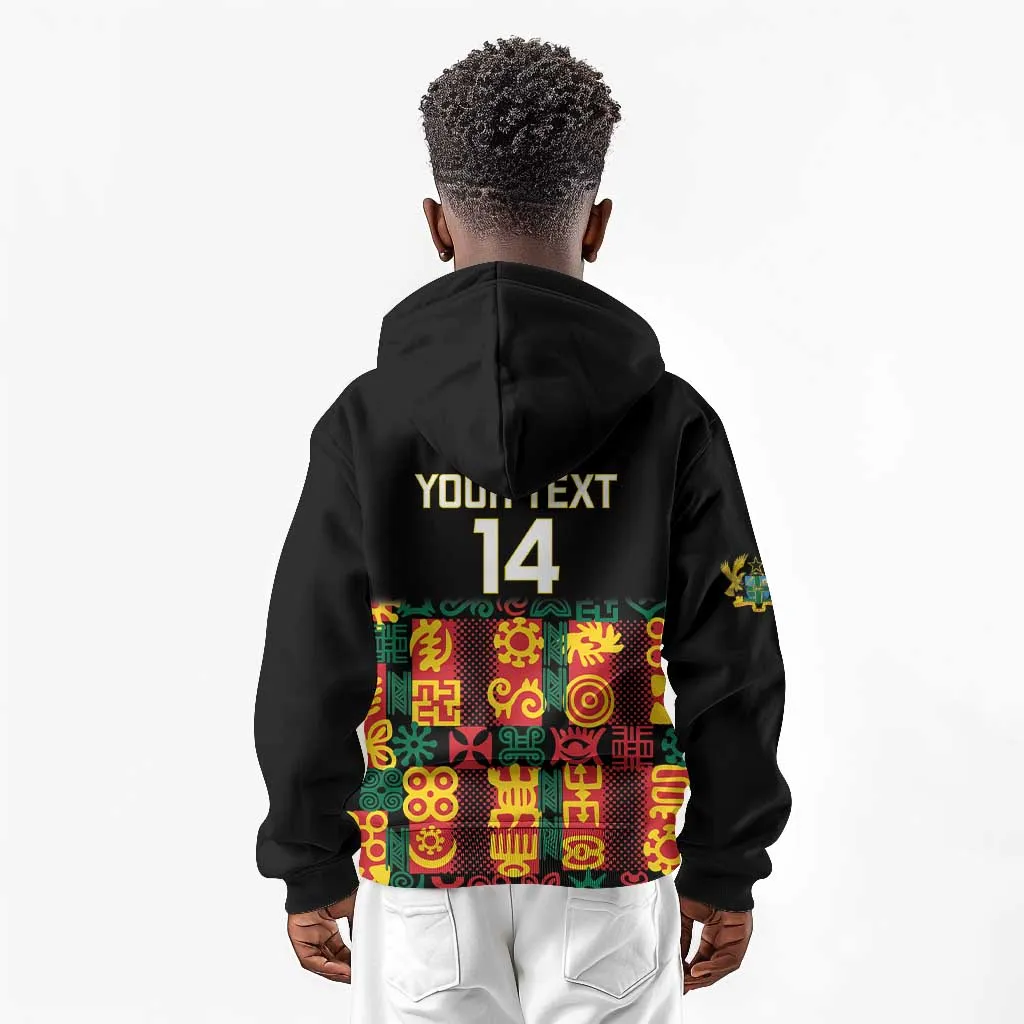 Custom Ghana Black Stars Kid Hoodie Adinkra Pattern - Football Style LT14