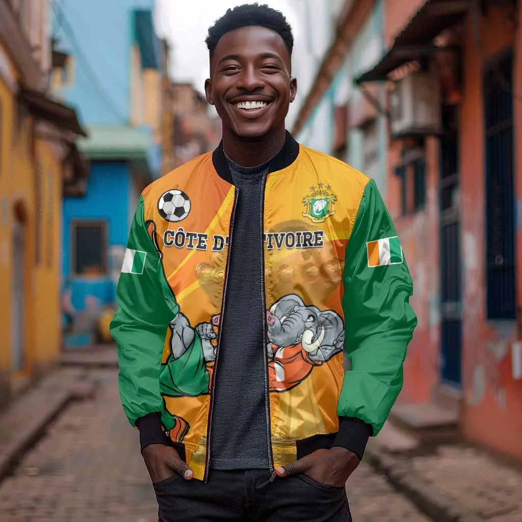 Custom Ivory Coast Football Bomber Jacket 2024 Mascot With Champions Trophy LT14