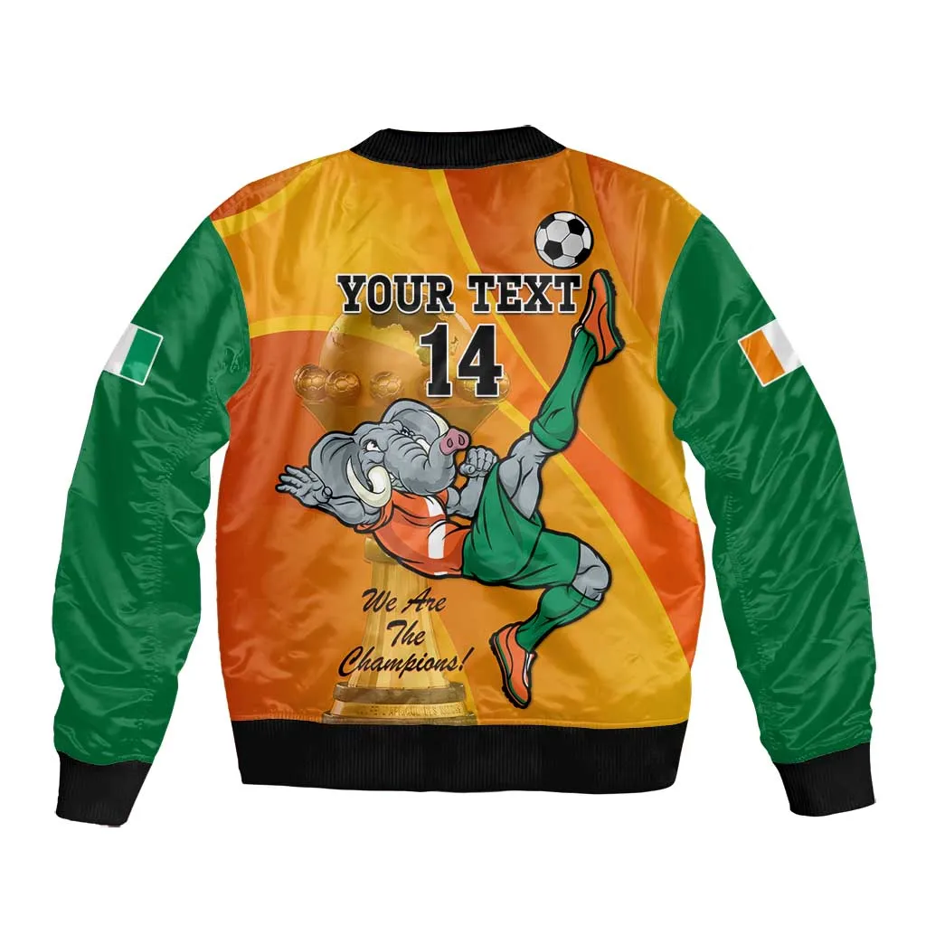 Custom Ivory Coast Football Bomber Jacket 2024 Mascot With Champions Trophy LT14