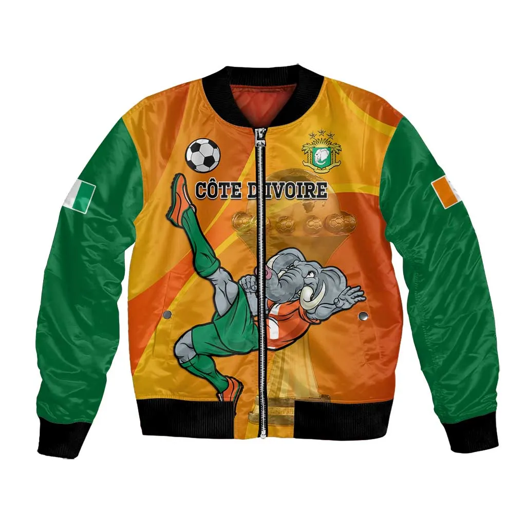 Custom Ivory Coast Football Bomber Jacket 2024 Mascot With Champions Trophy LT14