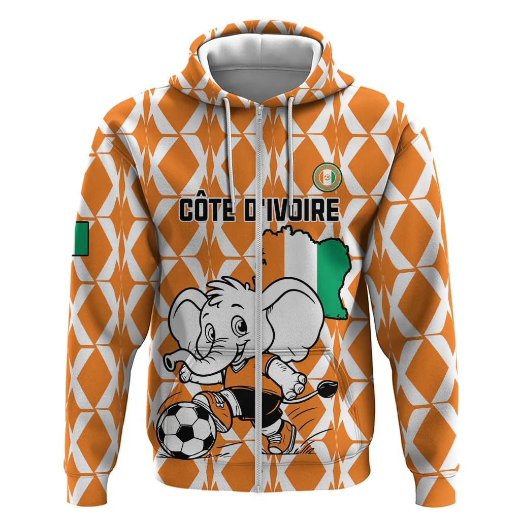 Custom Ivory Coast Football Zip Hoodie Go Champions LT15