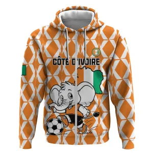 Custom Ivory Coast Football Zip Hoodie Go Champions LT15