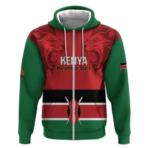 Custom Kenya Football Zip Hoodie Go Harambee Stars African Pattern LT14