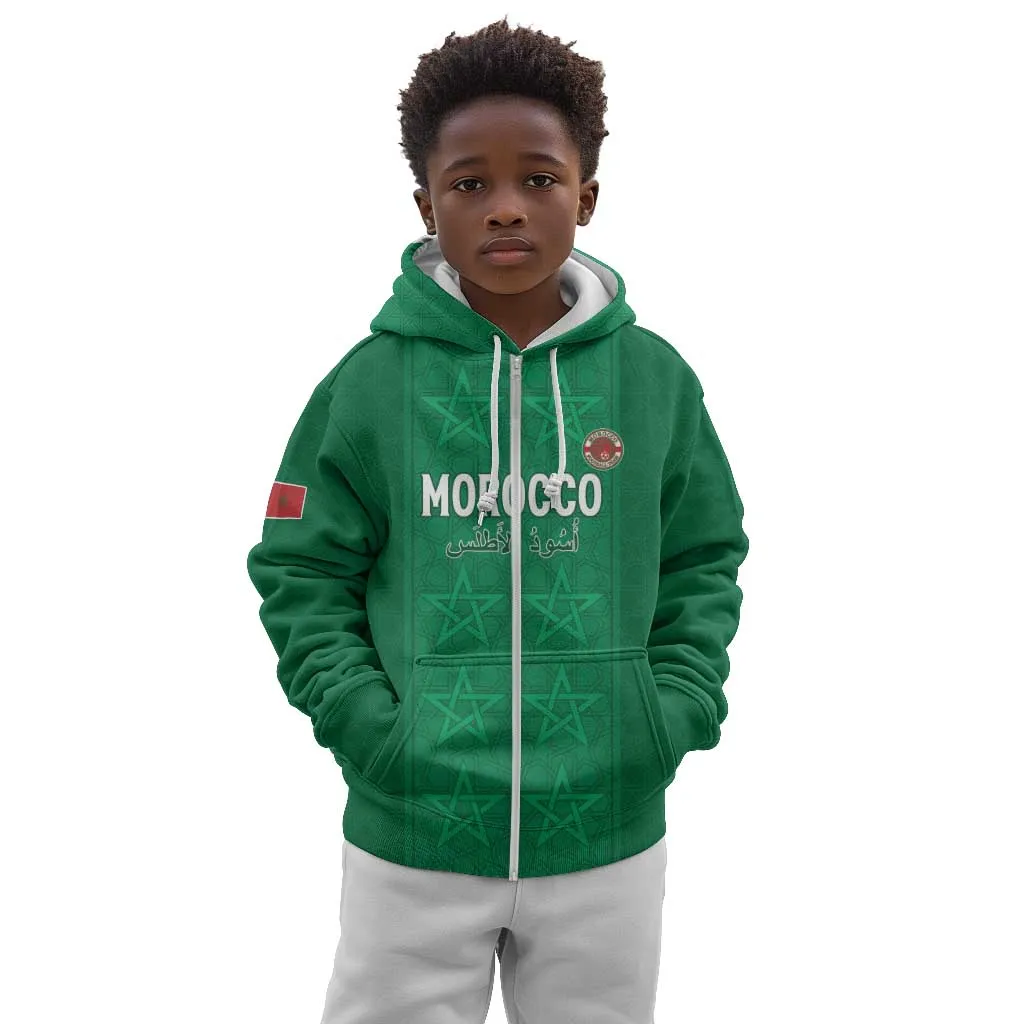 Custom Morocco Football Kid Hoodie Dima Maghrib LT15