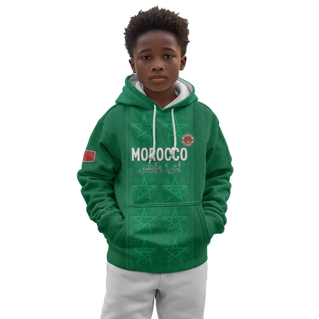 Custom Morocco Football Kid Hoodie Dima Maghrib LT15