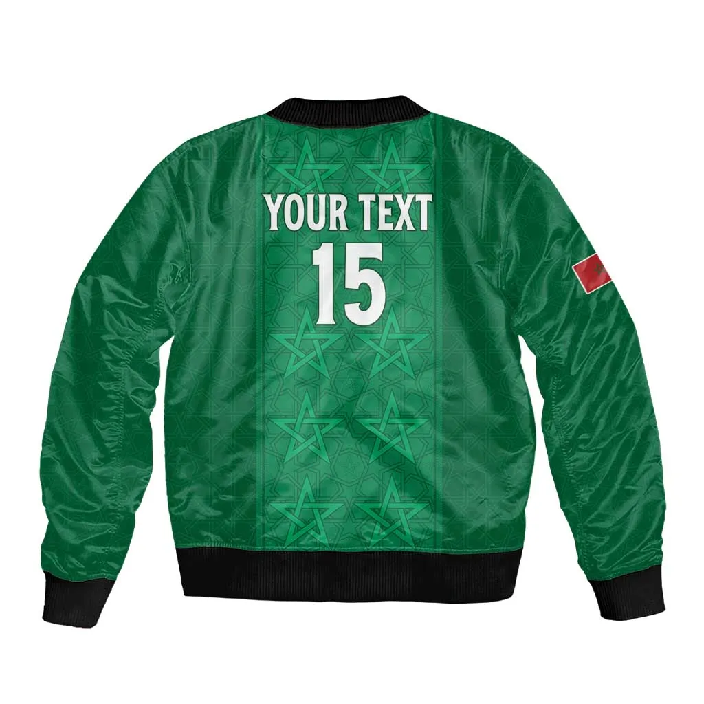 Custom Morocco Football Sleeve Zip Bomber Jacket Dima Maghrib LT15