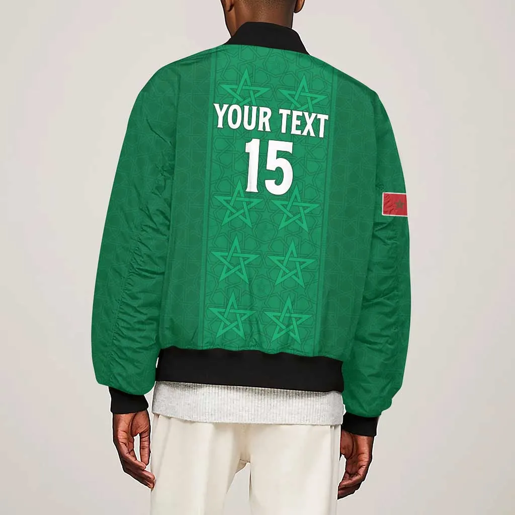 Custom Morocco Football Sleeve Zip Bomber Jacket Dima Maghrib LT15
