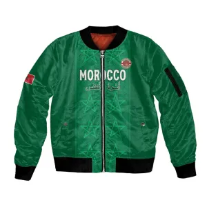 Custom Morocco Football Sleeve Zip Bomber Jacket Dima Maghrib LT15