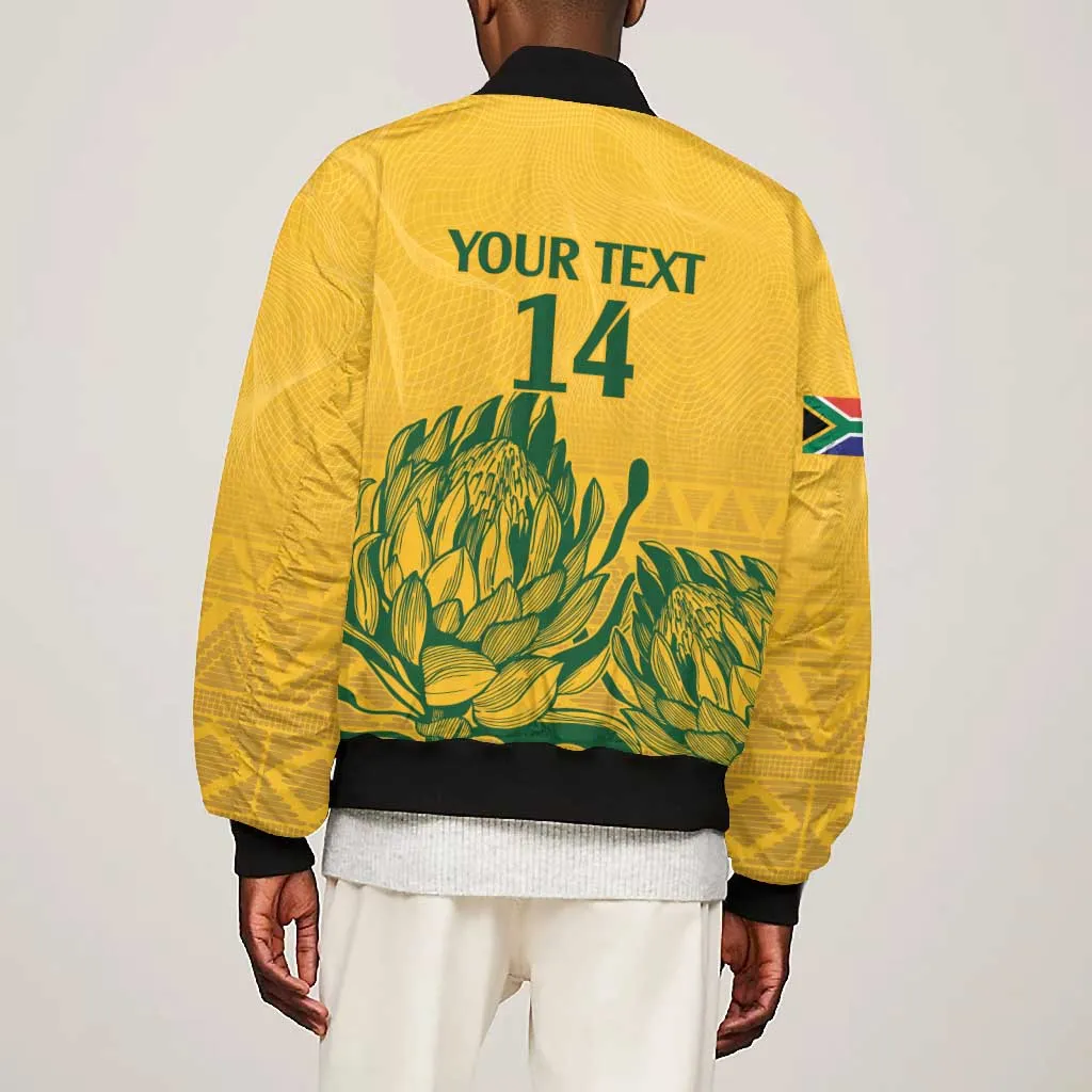Custom South Africa Cricket Bomber Jacket 2024 African Pattern Go Proteas LT14