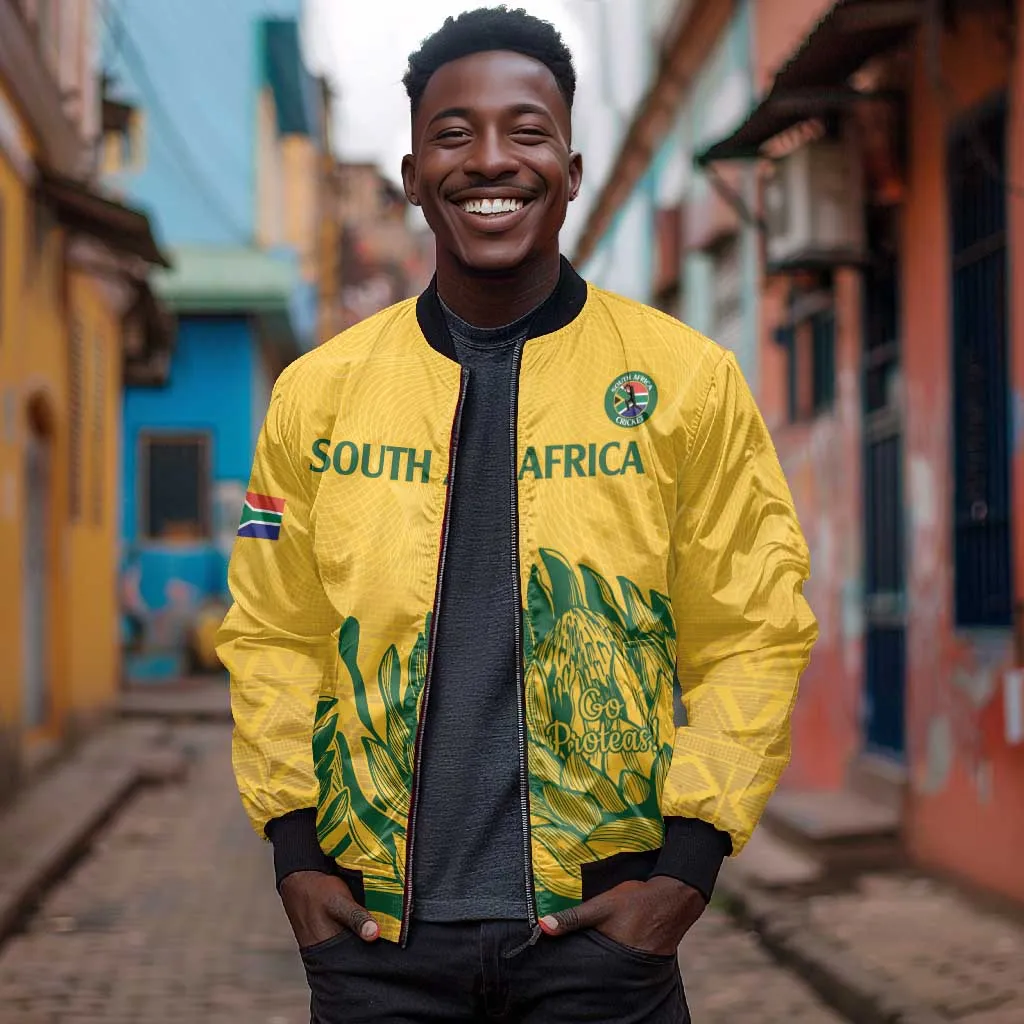 Custom South Africa Cricket Bomber Jacket 2024 African Pattern Go Proteas LT14