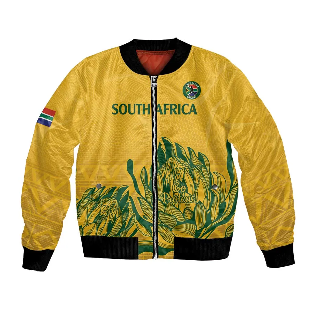 Custom South Africa Cricket Bomber Jacket 2024 African Pattern Go Proteas LT14