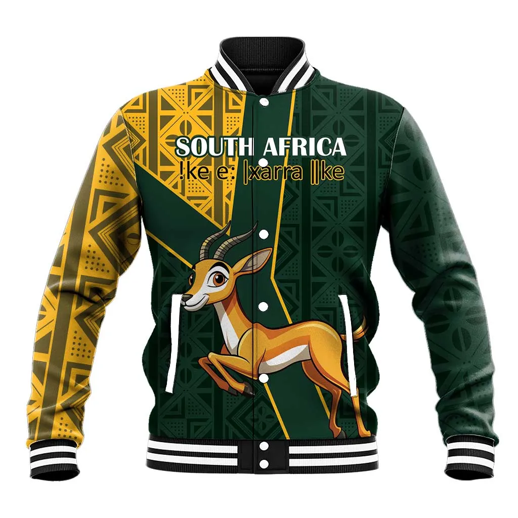 Custom South Africa Springbok Jumping Baseball Jacket With Kente Patterns LT18