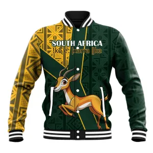Custom South Africa Springbok Jumping Baseball Jacket With Kente Patterns LT18