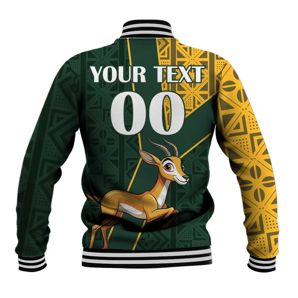 Custom South Africa Springbok Jumping Baseball Jacket With Kente Patterns LT18