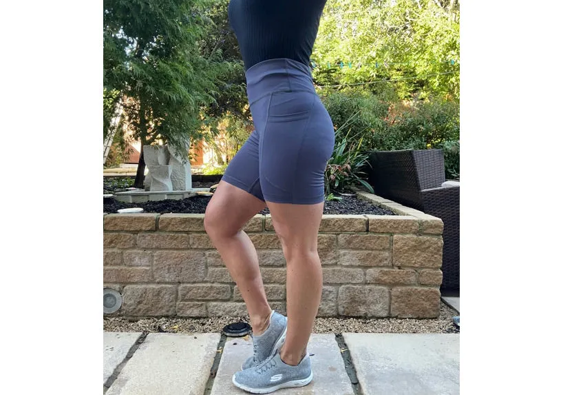 Dark Grey Essentials Mid Shorts with Thigh Pockets