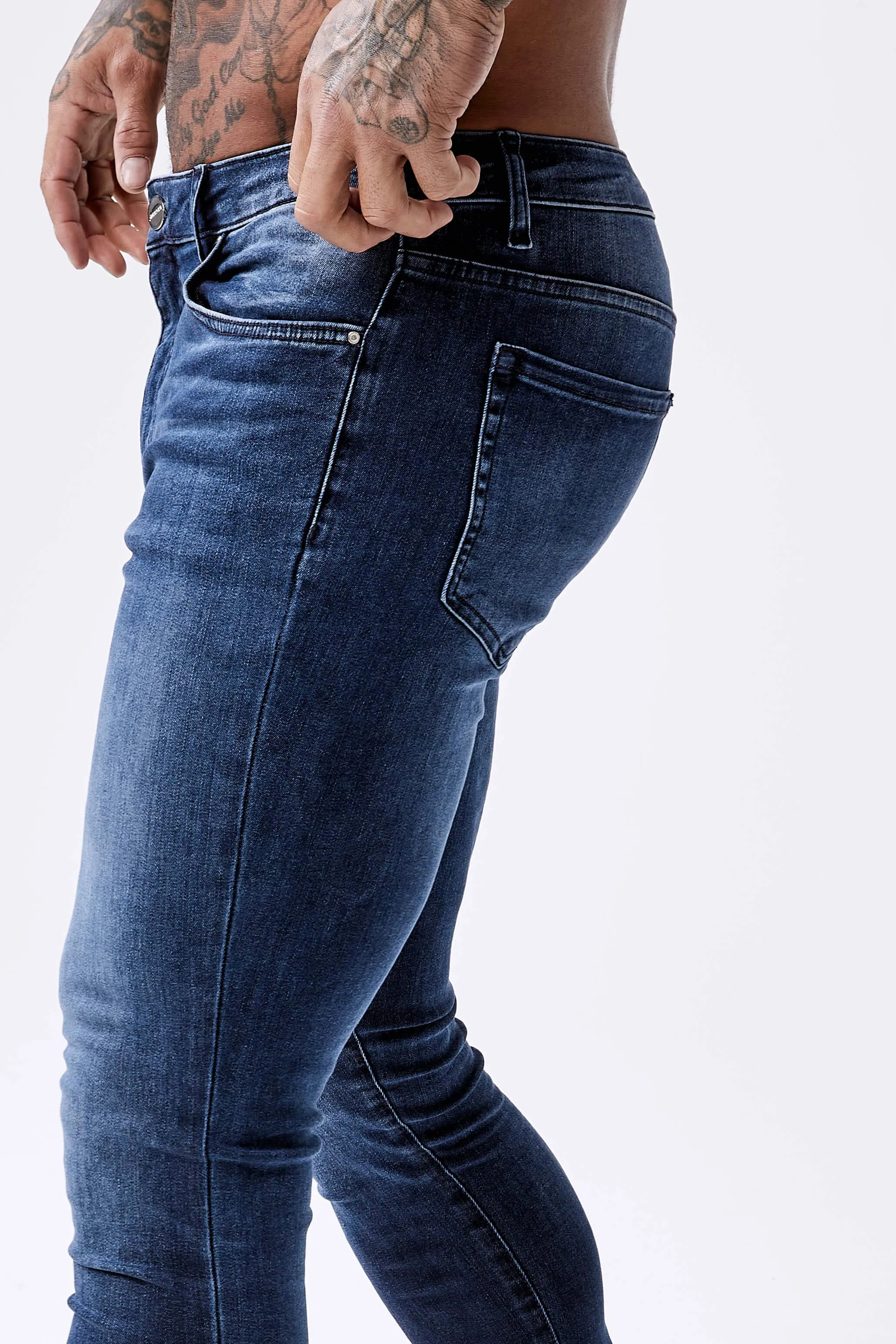 Dark Indigo Fade Wash - Spray-On Jeans