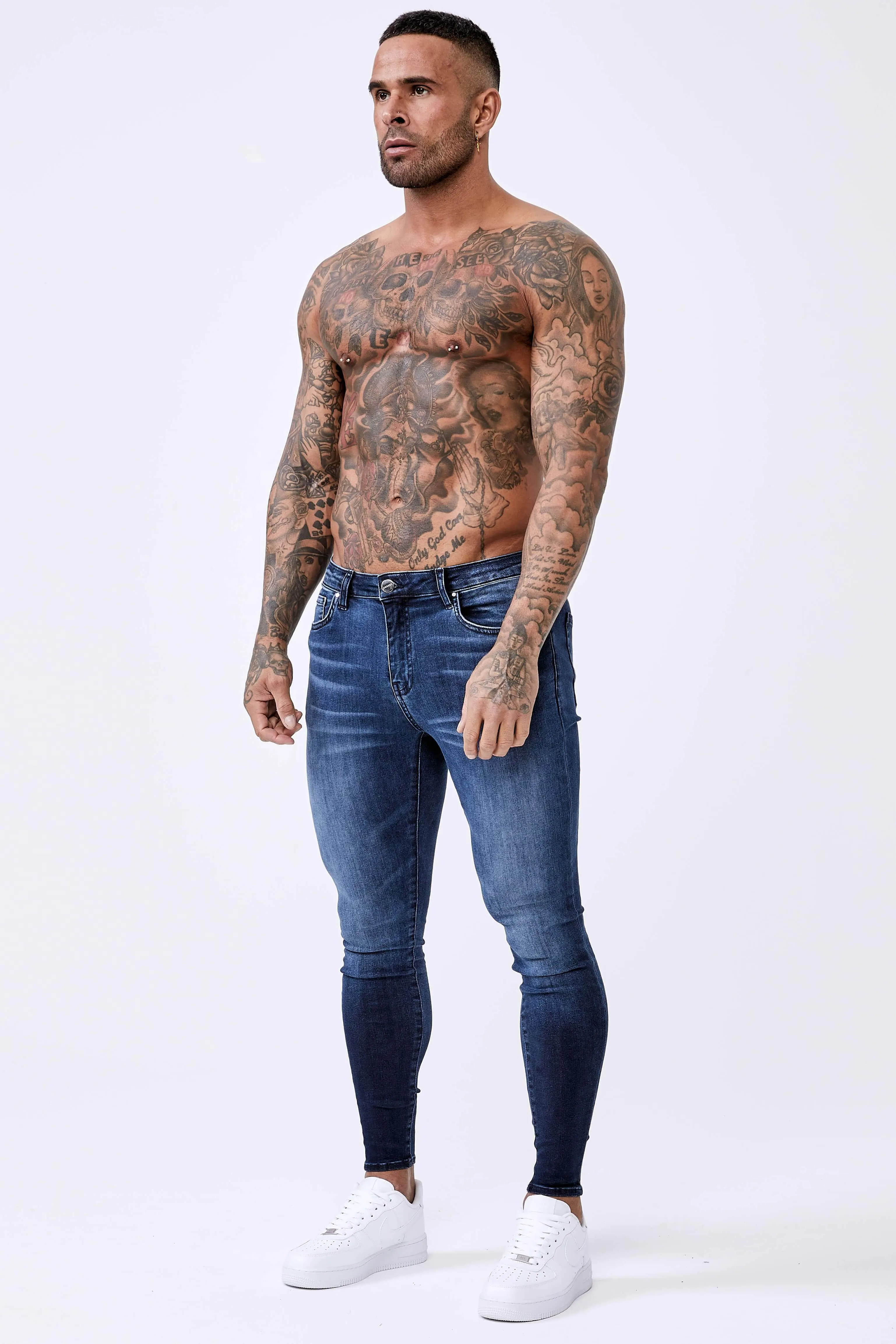 Dark Indigo Fade Wash - Spray-On Jeans