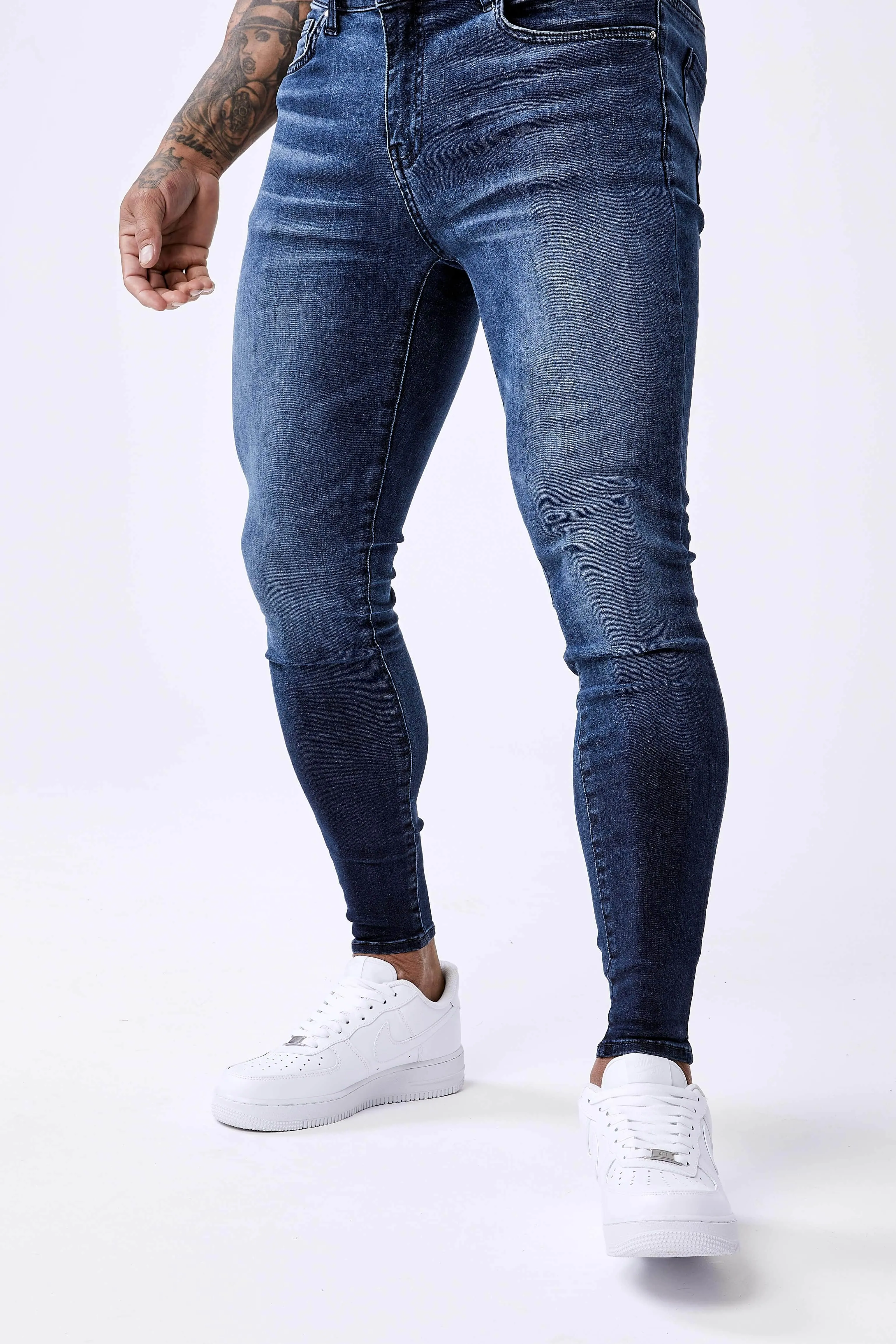 Dark Indigo Fade Wash - Spray-On Jeans