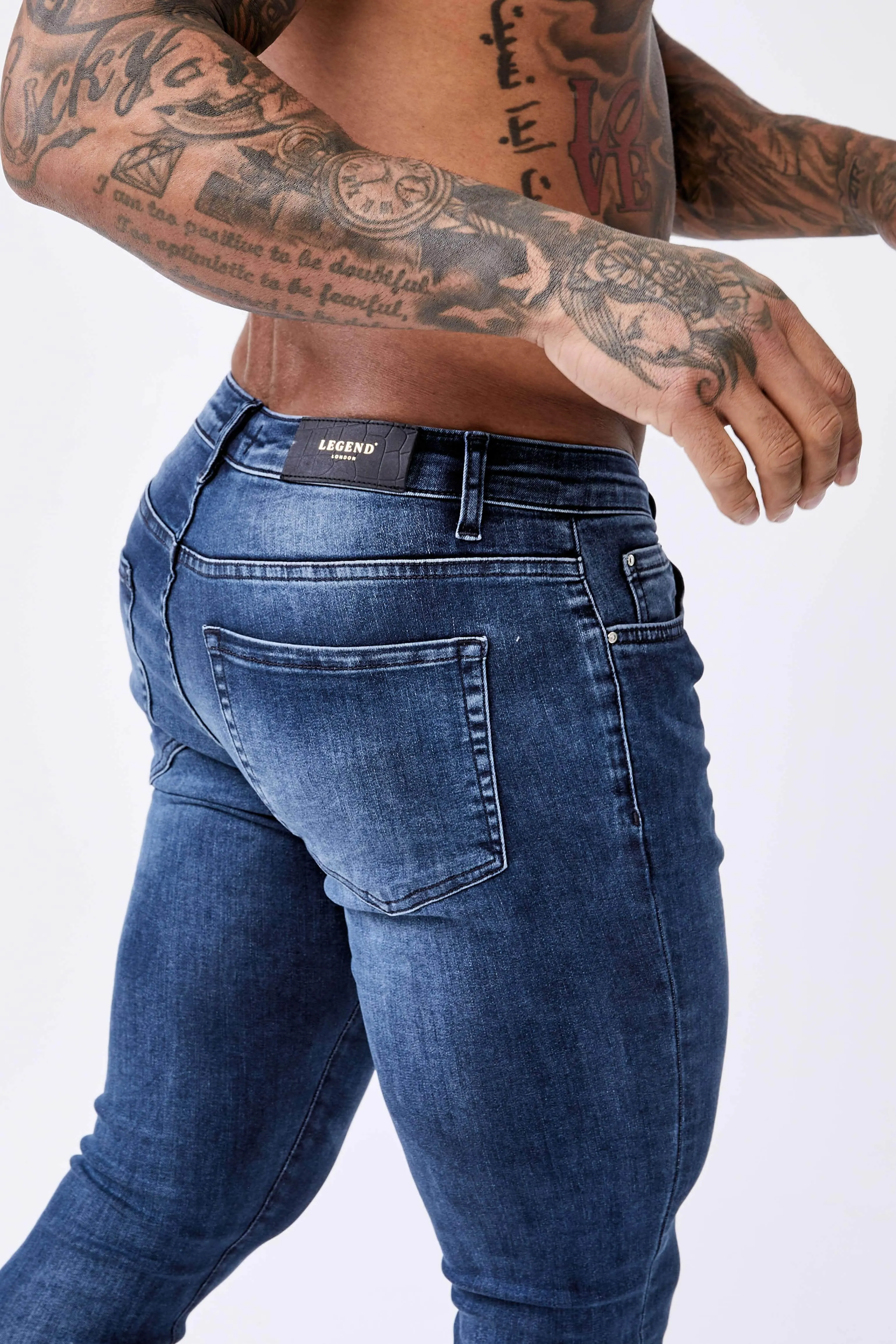 Dark Indigo Fade Wash - Spray-On Jeans