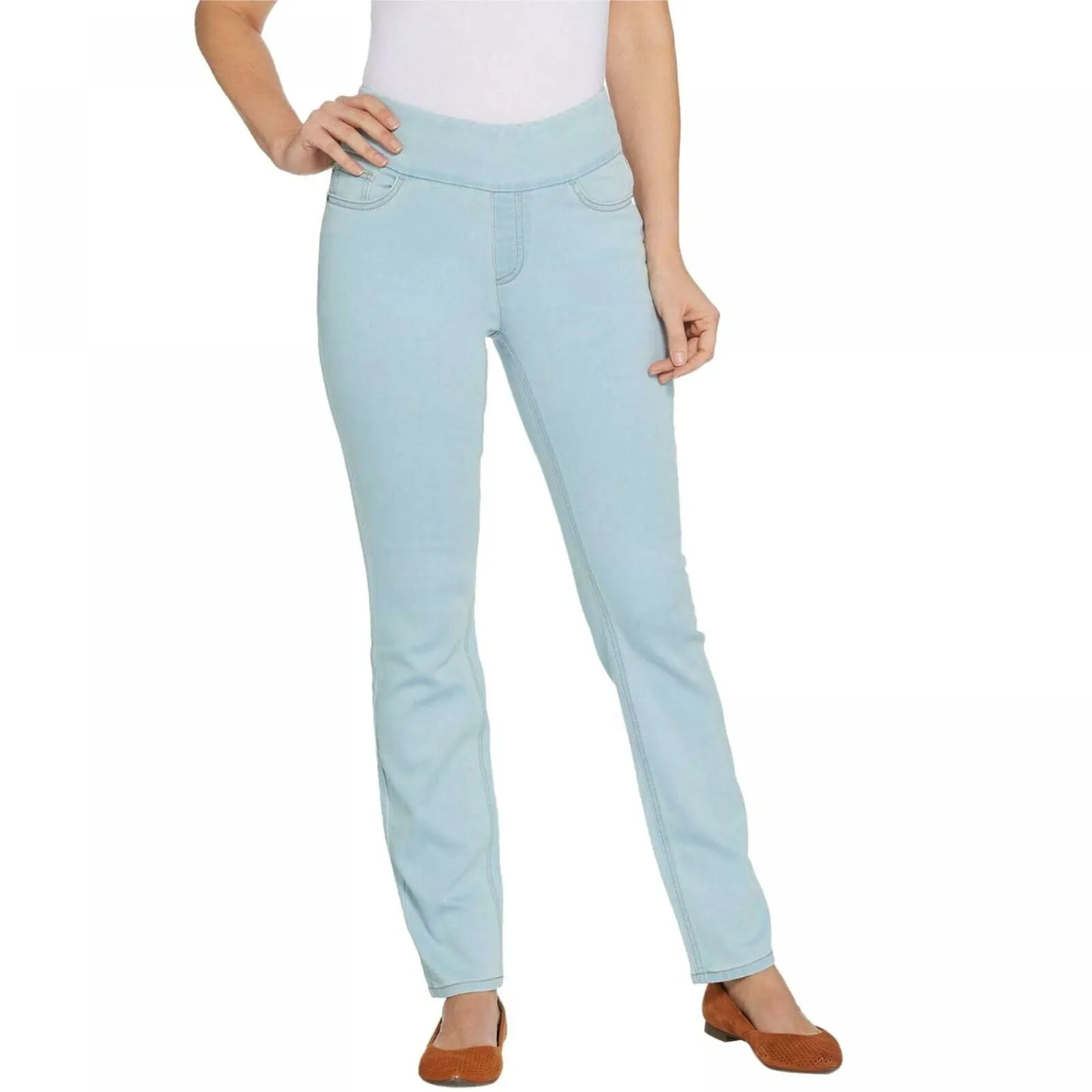 Denim & Co. Women's Petite Soft Stretch Smooth Waist Jeans