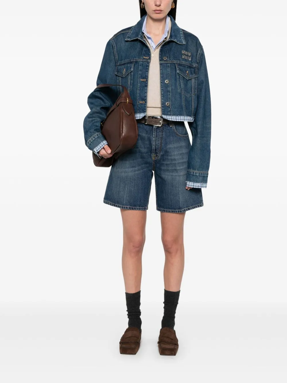 Denim cotton shorts