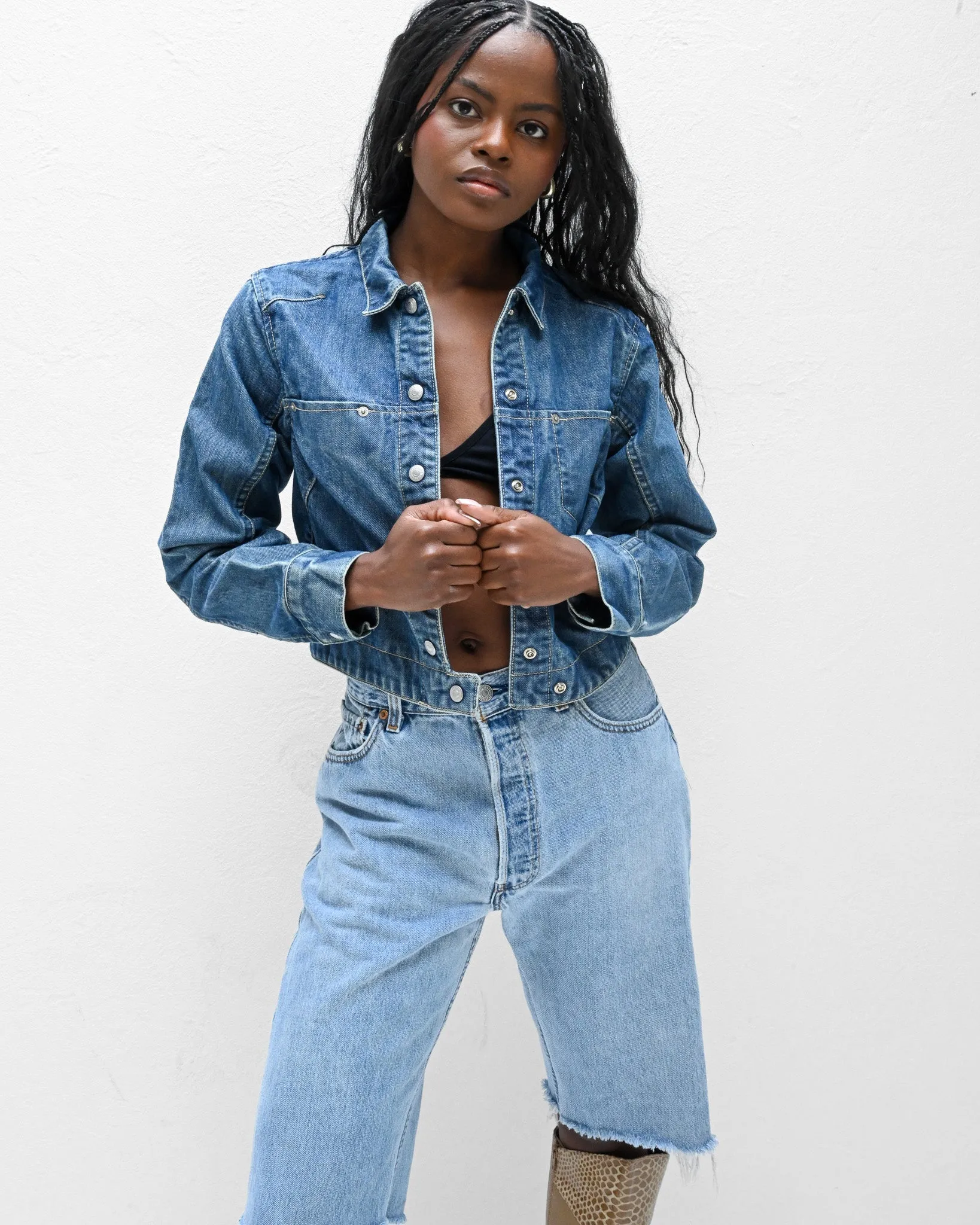 Denim Cropped Jacket (S)