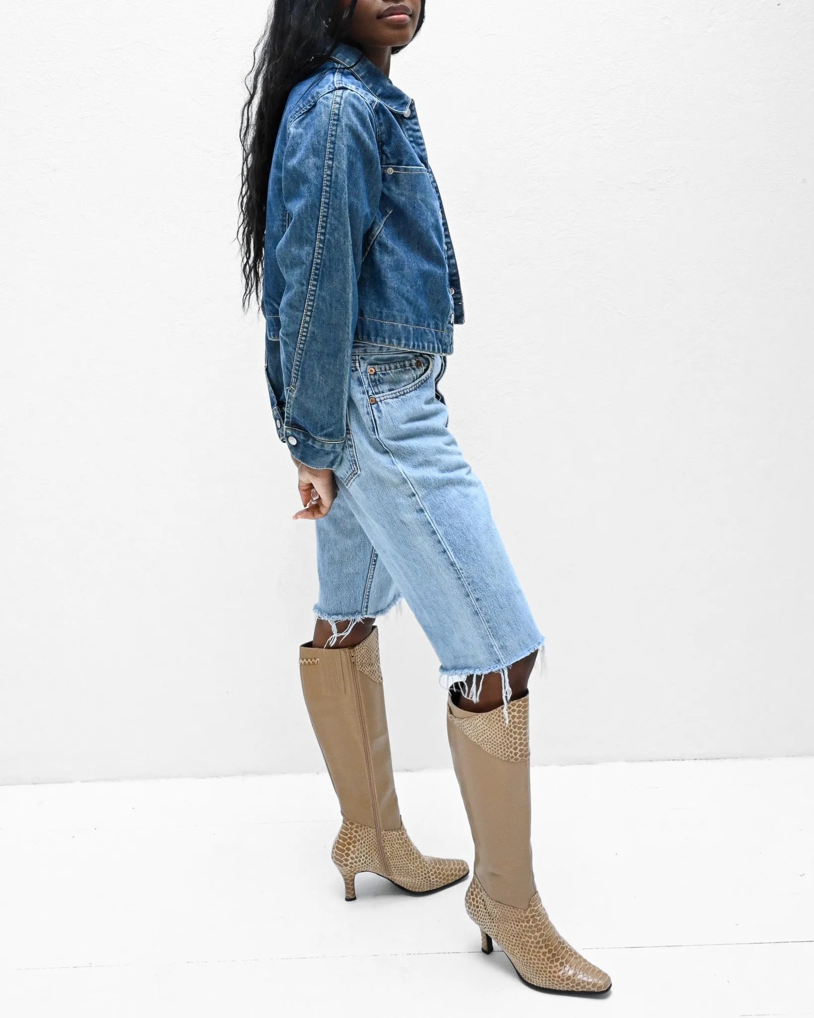 Denim Cropped Jacket (S)