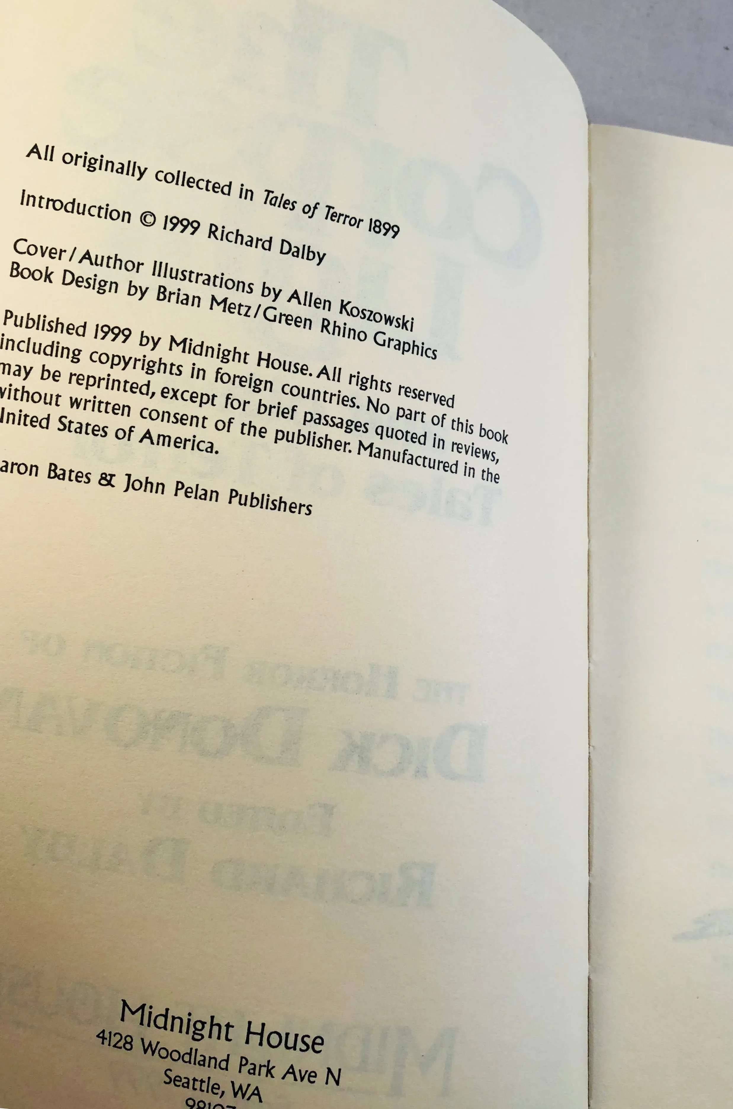 Dick Donovan - The Corpse Light and other Tales of Terror, Midnight House 1999, 15/450 (Includes both different Dust Jackets)
