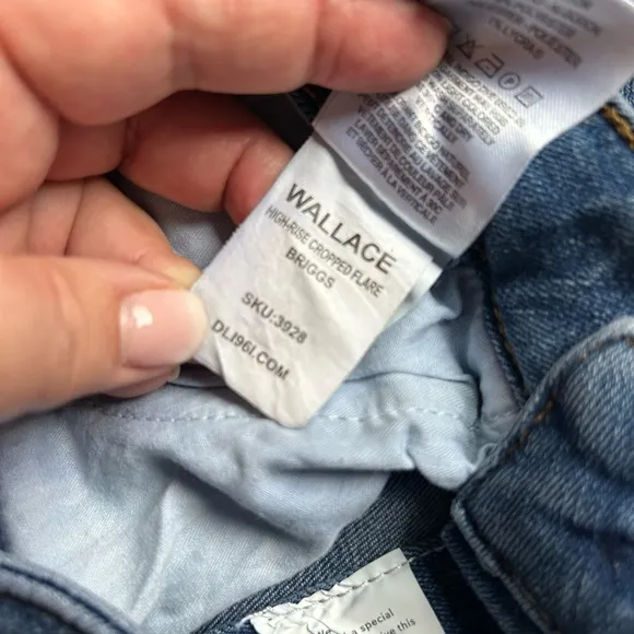 DL1961 Wallace High Rise Flare raw hem crop distressed denim size 27