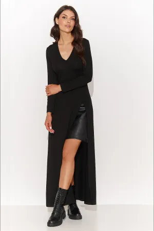 Double-Layered V-Neck Slit Dress